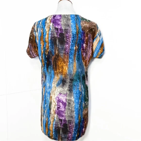 Urban Outfitters Colorful Blue Gray Purple Marbled Short Sleeve Mini Dress - Picture 4 of 11